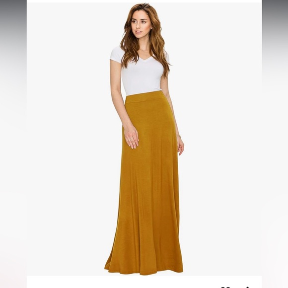 🍂 NWT | Lock & Love | Fall Mustard Amber Yellow Flowy Maxi Skirt XS - Picture 2 of 15